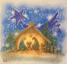 Serviette Krippe, heilige Familie, Stern mit Schweif